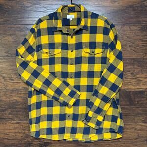 Sonoma Men's Flannel Shirt - Yellow Plaid Long Sleeve Button Up - Size XL